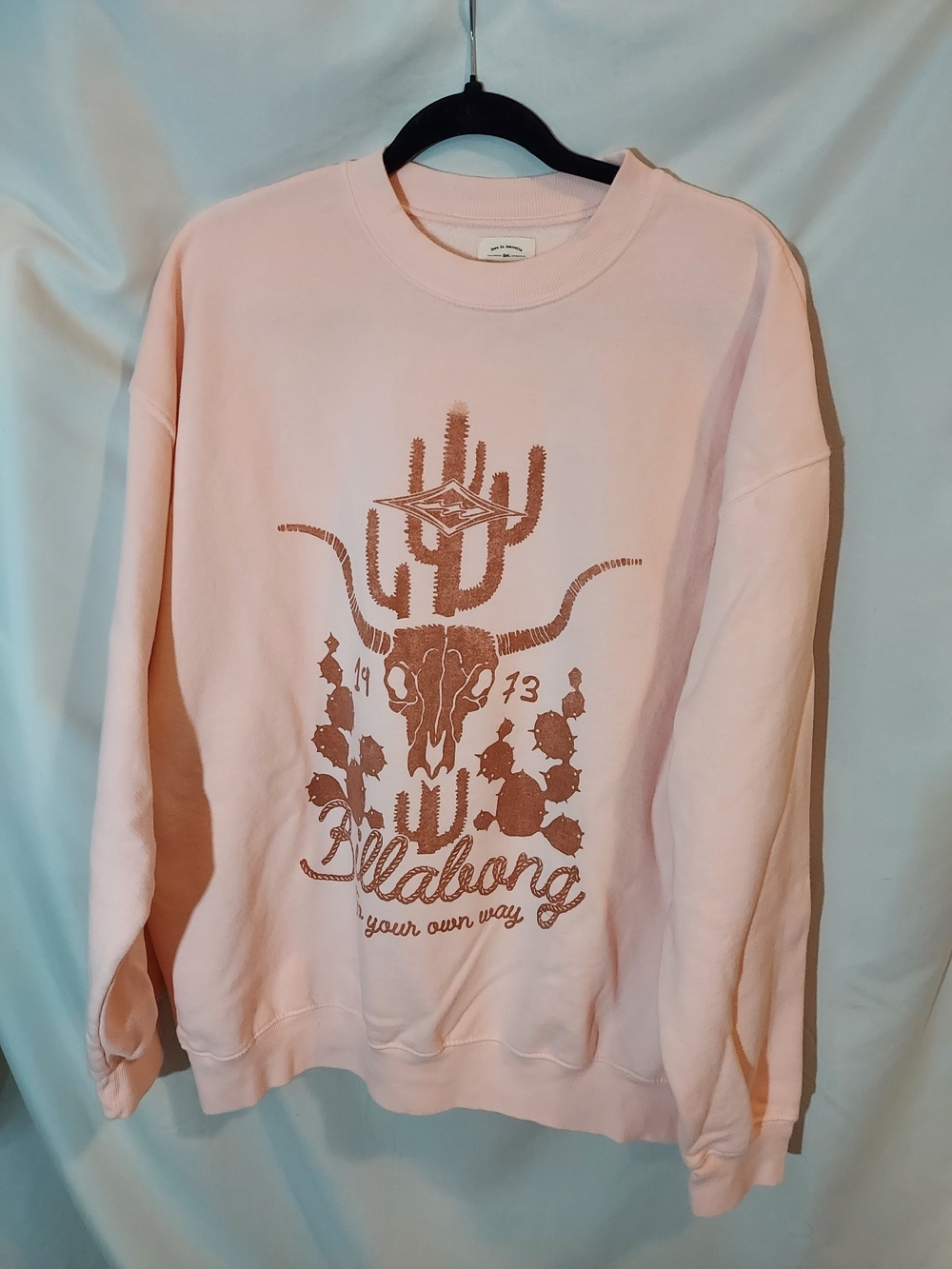 Billabong Women's Pink Graphic Crewneck Sweatshirt